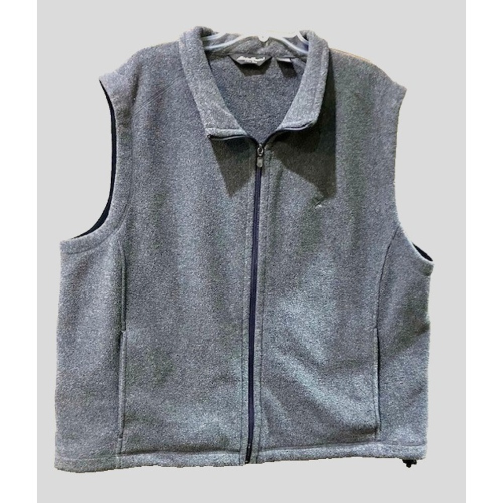 Men's Eddie Bauer Gray‎ Fleece Full Zip Sleeveless Vest Size XL